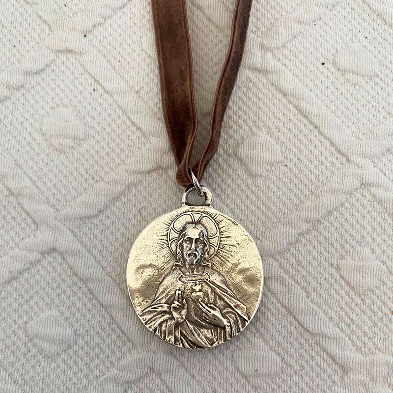 medalla escapulario carmen grande plata reves
