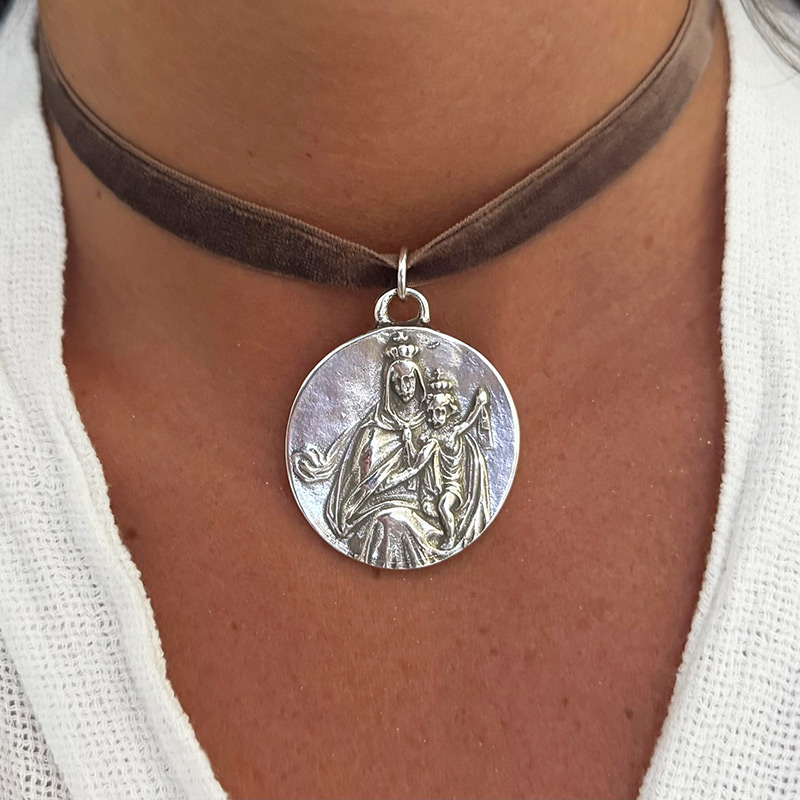 medalla escapulario carmen grande plata