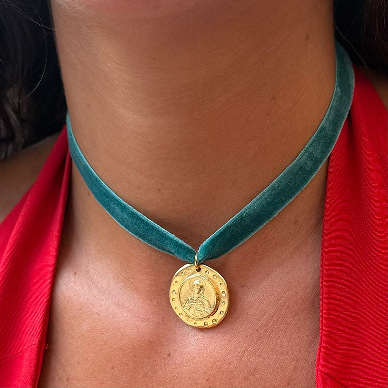 medalla corazon de maria oro