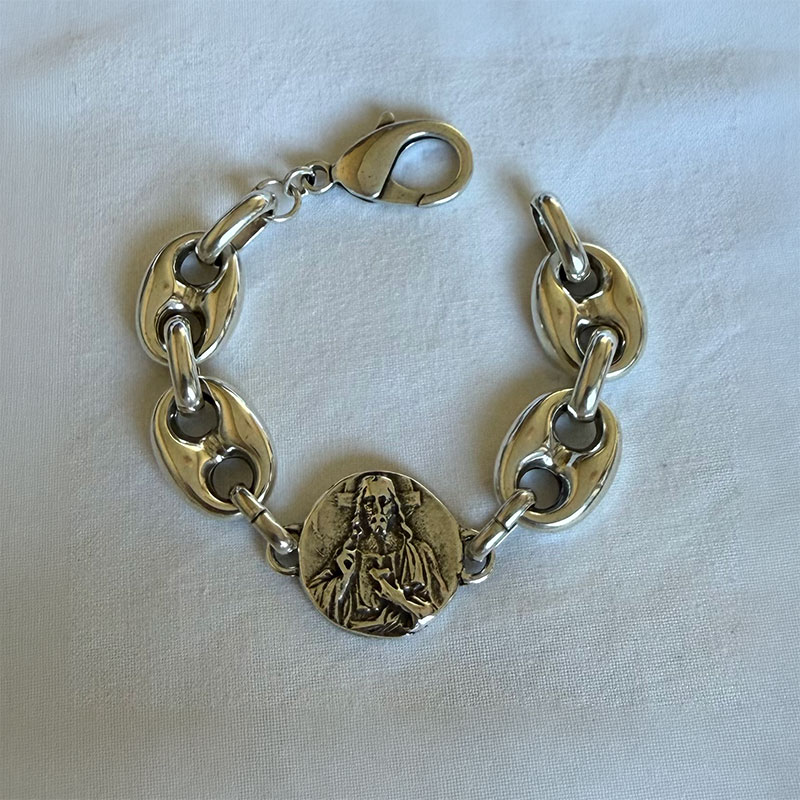 pulsera eslabones virgen del carmen plata