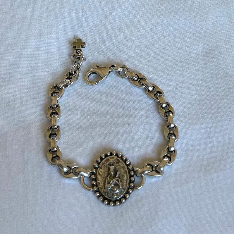 pulsera virgen de la almudena calabrote clasico plata