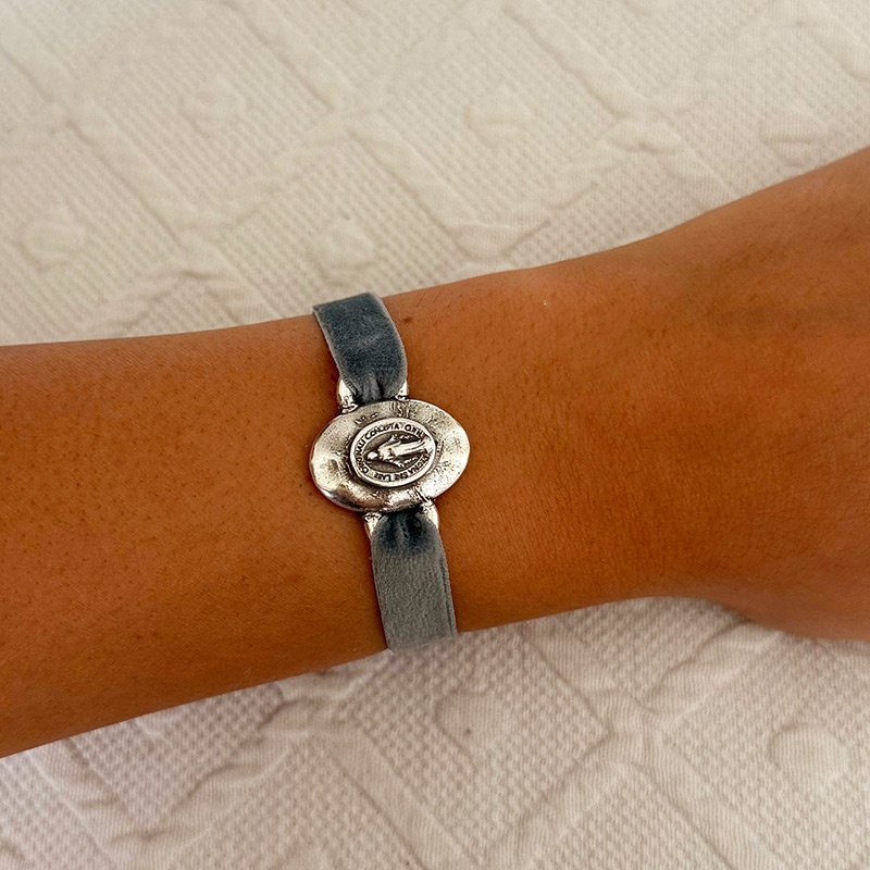 pulsera virgen milagrosa oval plata