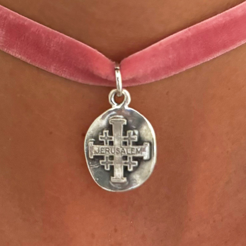 medalla cruz de jerusalem plata